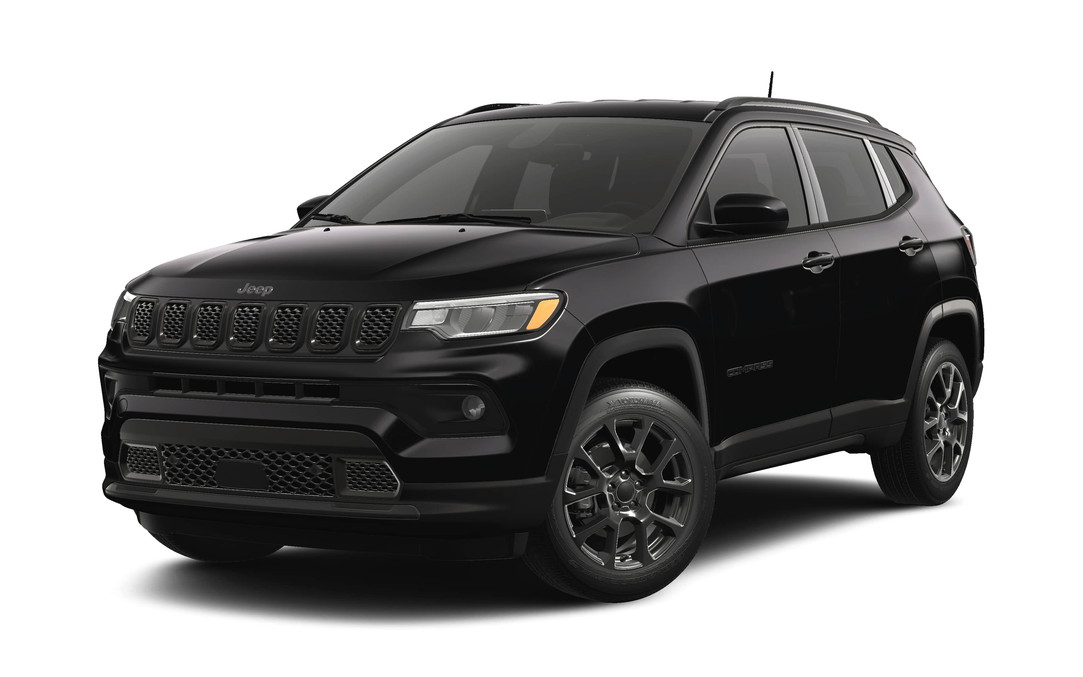 2026 Jeep Compass COMPASS LATITUDE ALTITUDE 4X4 in Diamond Black Crystal Pearl-Coat Exterior Paint — front three-quarter view
